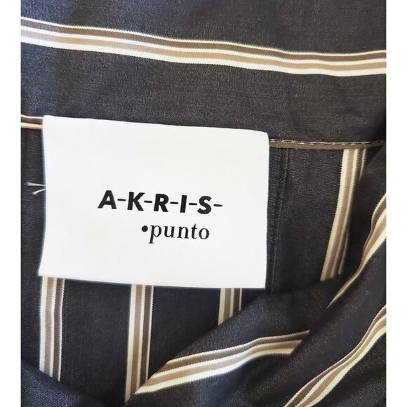 AKRIS PUNTO Womens Striped Asymmetric Insert Shirtdress Dress Charcoal 14 - Picture 3 of 12